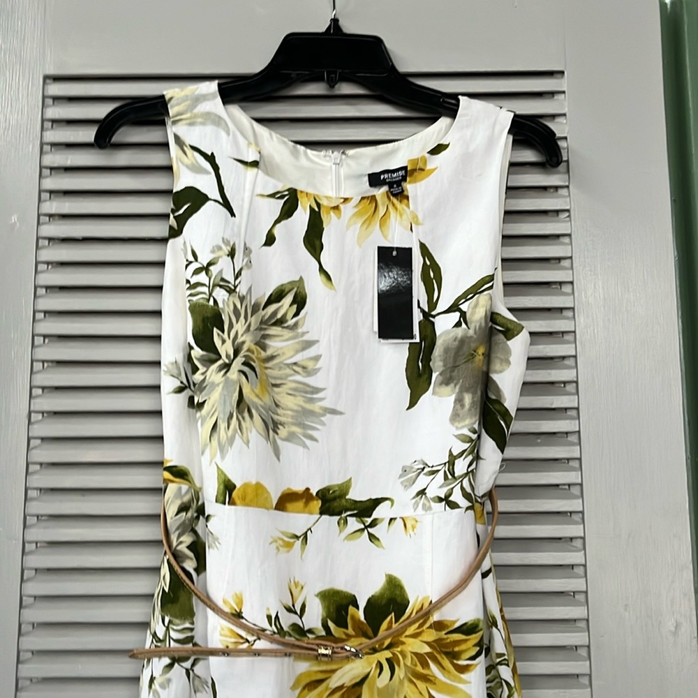 Easter dress with beautiful yelllow and grey flowers
